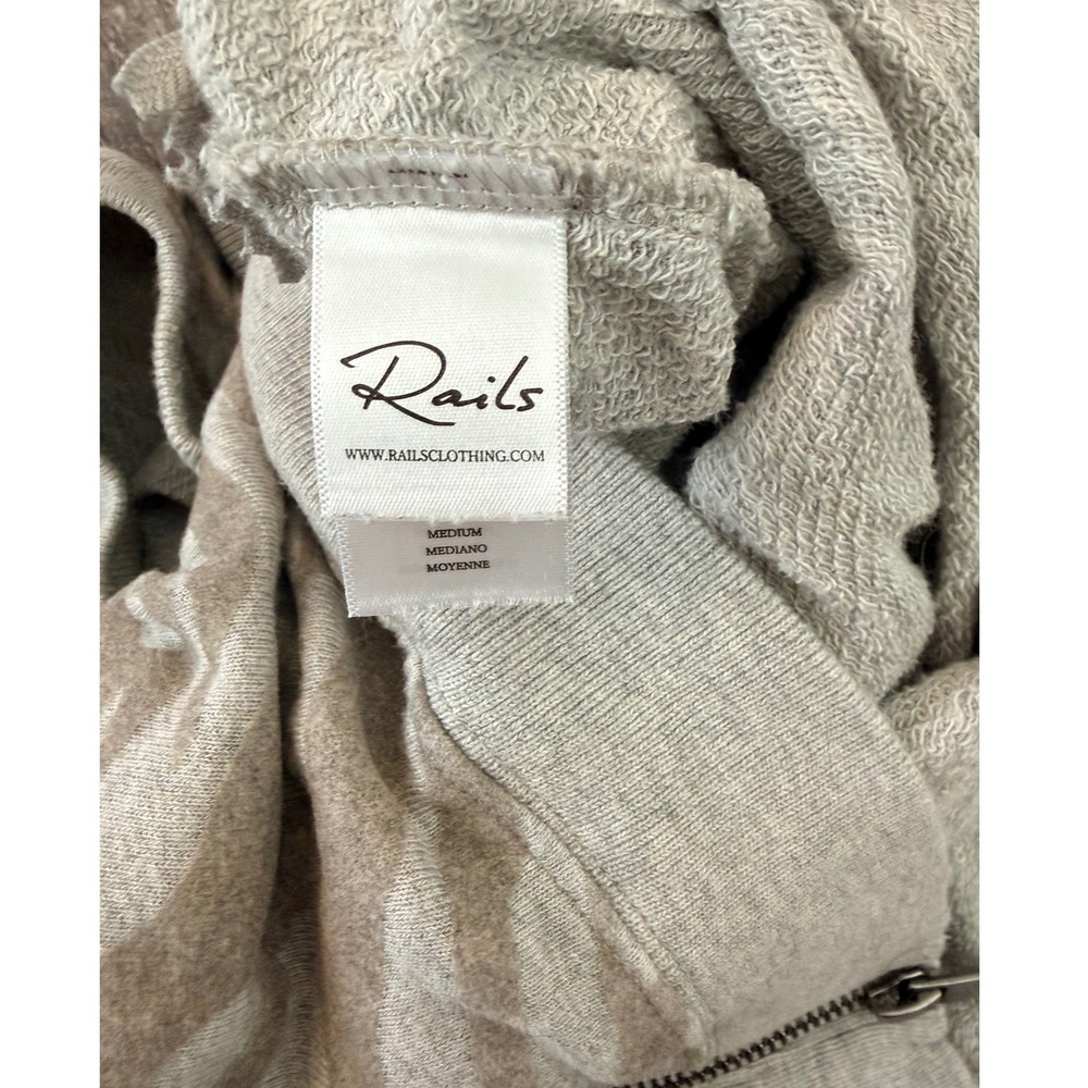 Rails Marlo Heather Grey Flocked Zebra Sweatshirt Side Zip Women's Medium - Picture 4 of 13